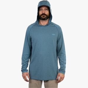 NEW AFTCO Men's Large Samurai 2 Hooded UPF 50 Long Sleeve Space Blue Heather